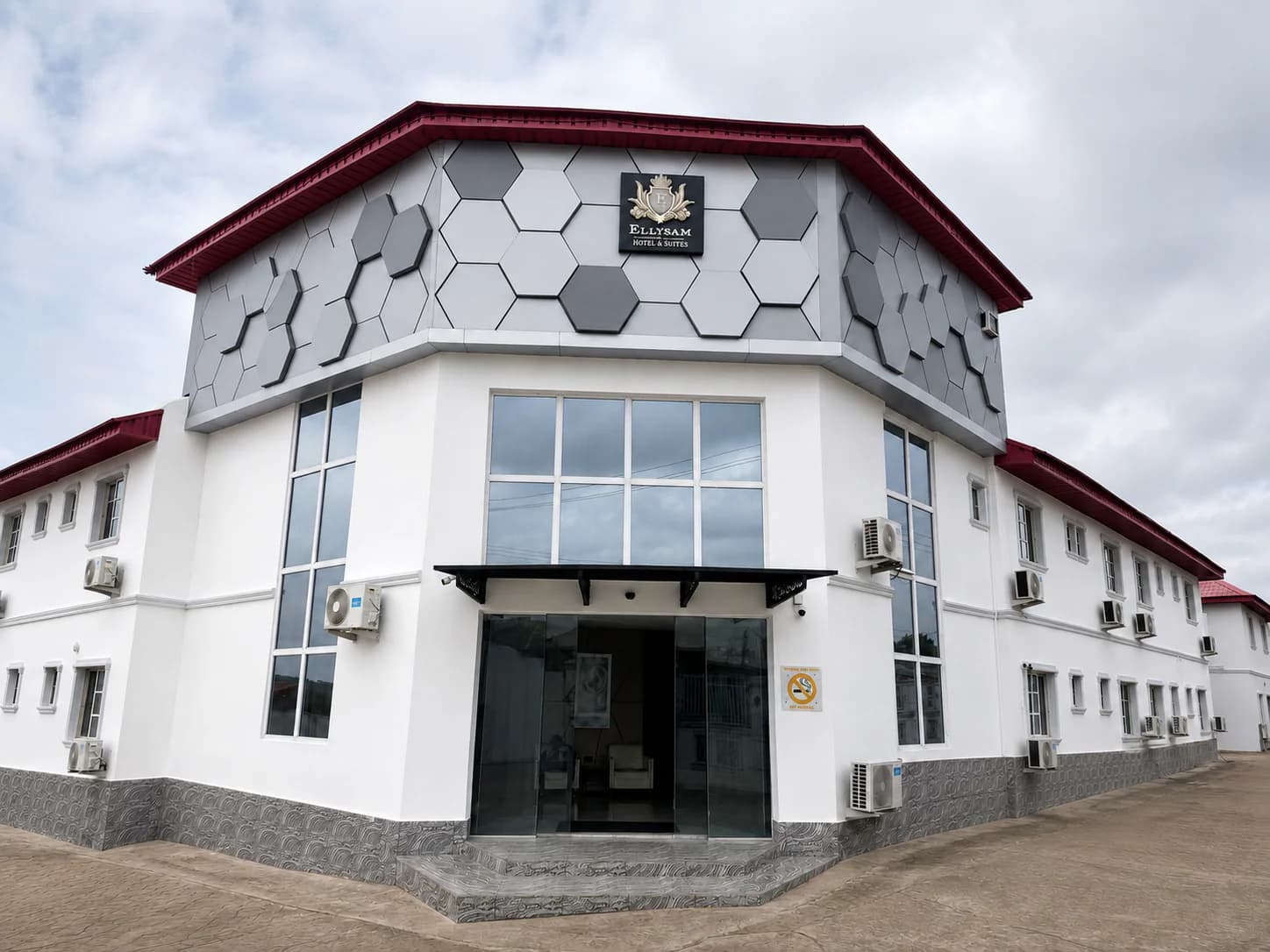 Front exterior of Ellysam Hotel and Suites in Ilaro